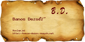 Banos Dezső névjegykártya